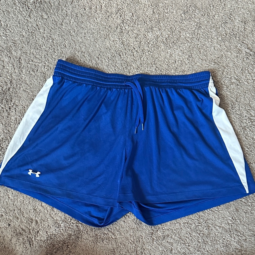 Under Armour Women's Royal Blue and White Athletic Shorts